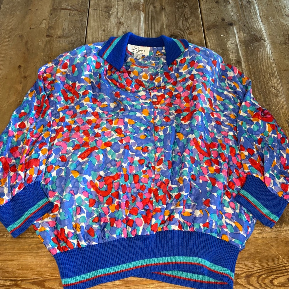 Vintage 80s Silk Blouse Abstract Colorful Geometrical
Women’s M / L - Picture 1 of 11